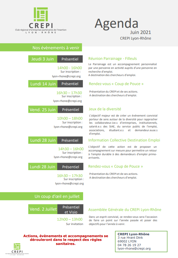 Agenda Juin 2021 - CREPI Lyon-Rhône